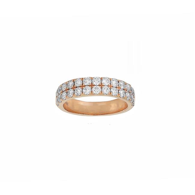 Henri Daussi 14k Rose Gold 2 Row Halfway Diamond Wedding Band