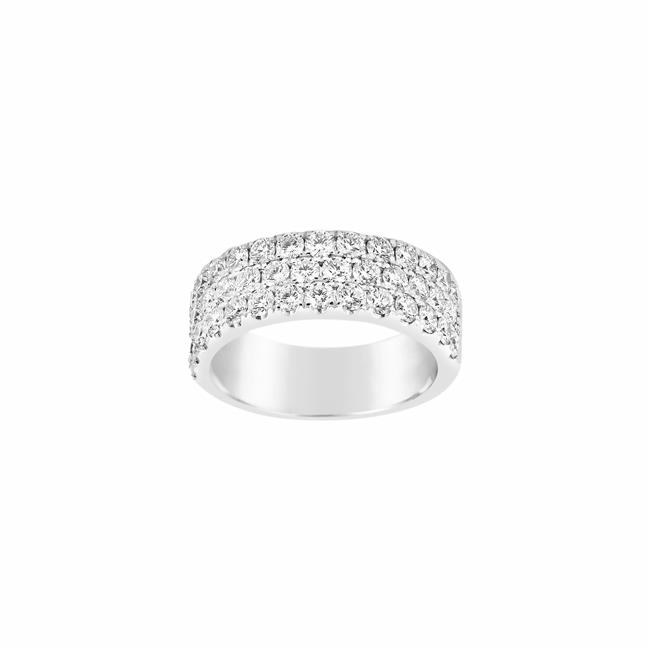 Henri Daussi 14k White Gold 3 Row Diamond Wedding Band