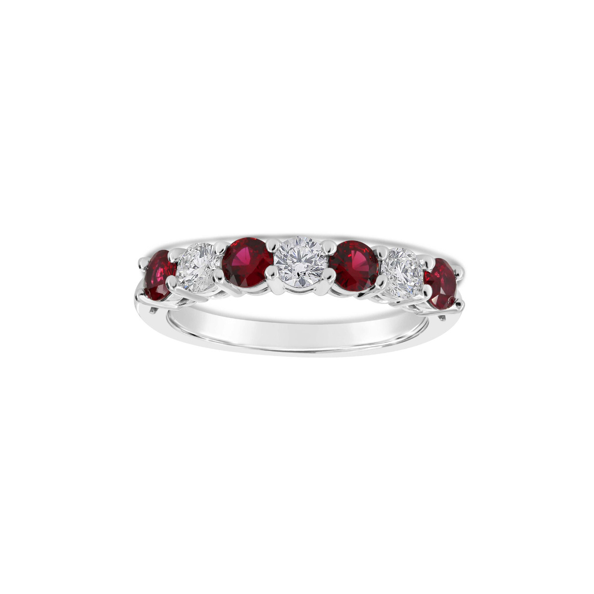 London Collection Platinum Ruby and Diamond 1/2 Way Wedding Band