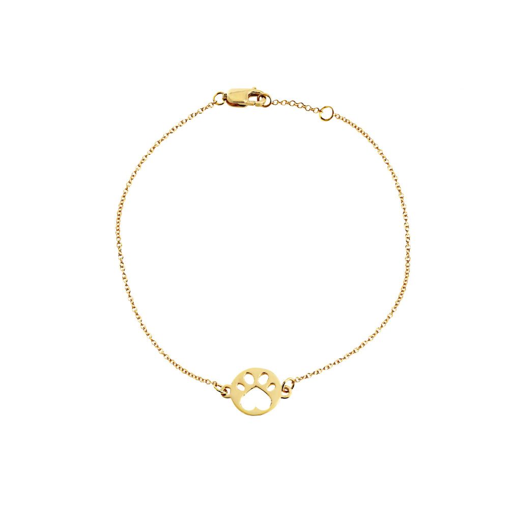 Our Cause for Paws 14k Yellow Gold Mini Paw Bracelet