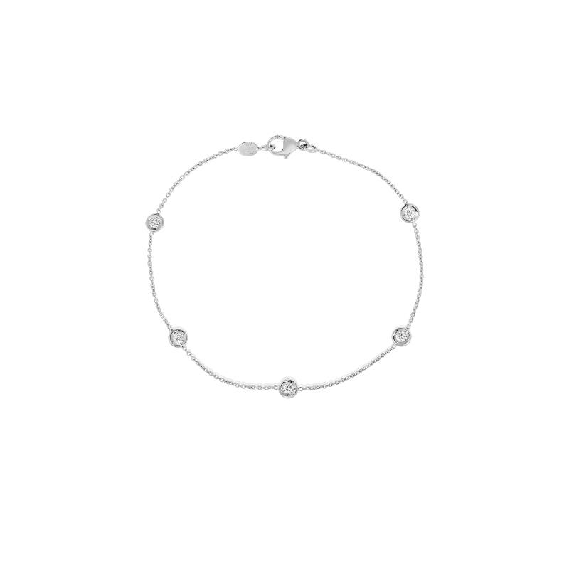 Roberto Coin 18k White Gold 5 Station Bezel Set Diamond Bracelet