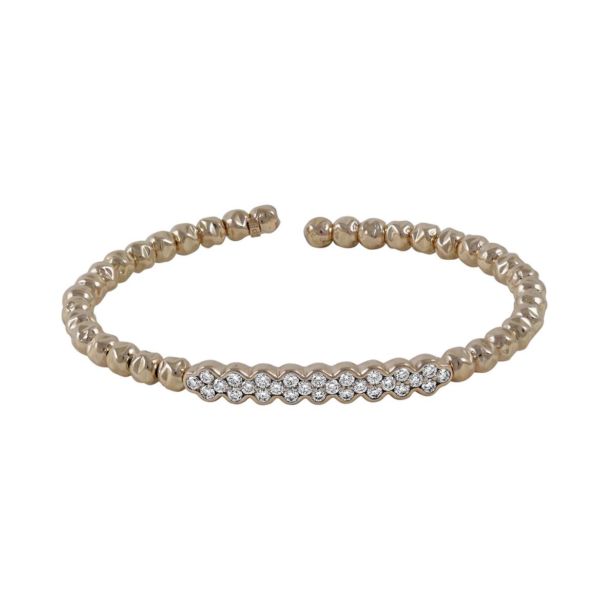 London Collection 18k Gold and Diamond Bead Cuff Bracelet