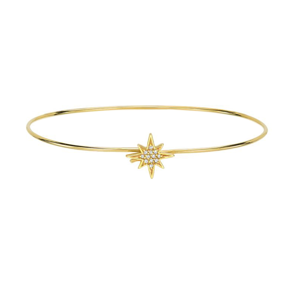 London Collection Yellow Gold Starburst Hook Bangle Bracelet