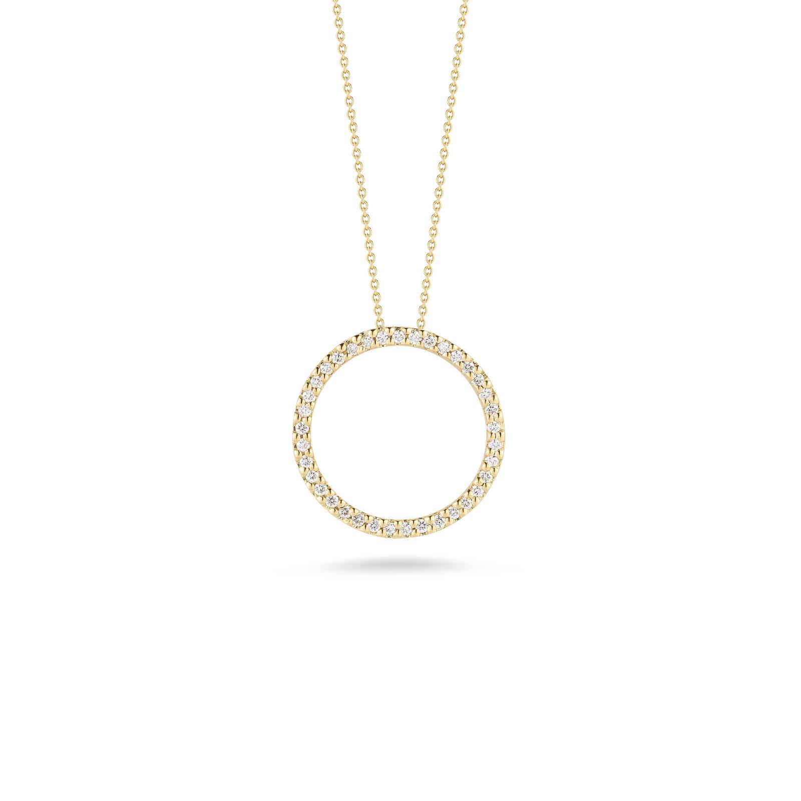 Roberto Coin 18k Yellow Gold Small Circle Pendant With Diamonds