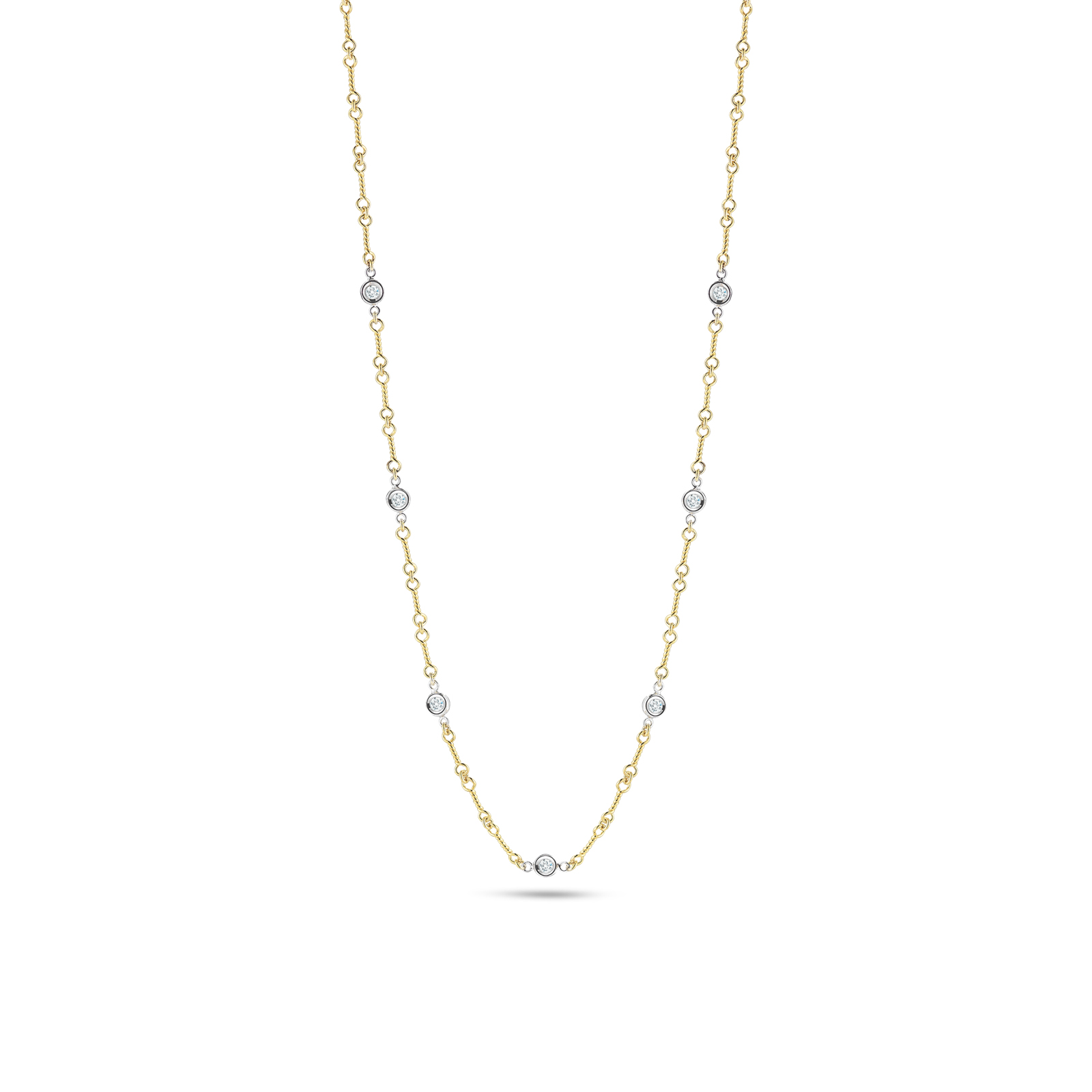 Roberto Coin Diamonds by the Inch Dogbone Chain Necklace with Diamond Stations