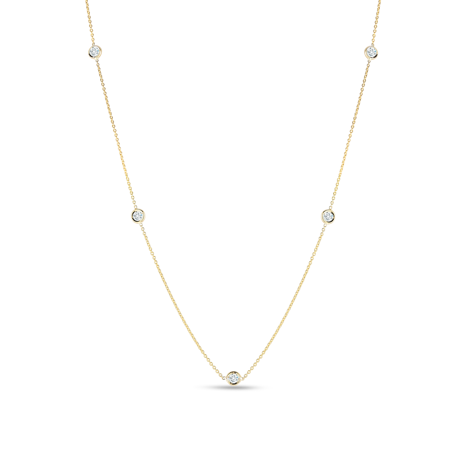 Roberto Coin Diamonds by the Inch 18k Yellow Gold Necklace with 5 Diamond Stations