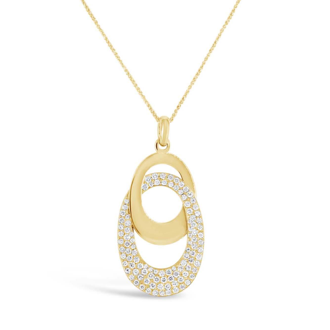 London Collection 18k Yellow Gold Oval Link Diamond Pendant Necklace