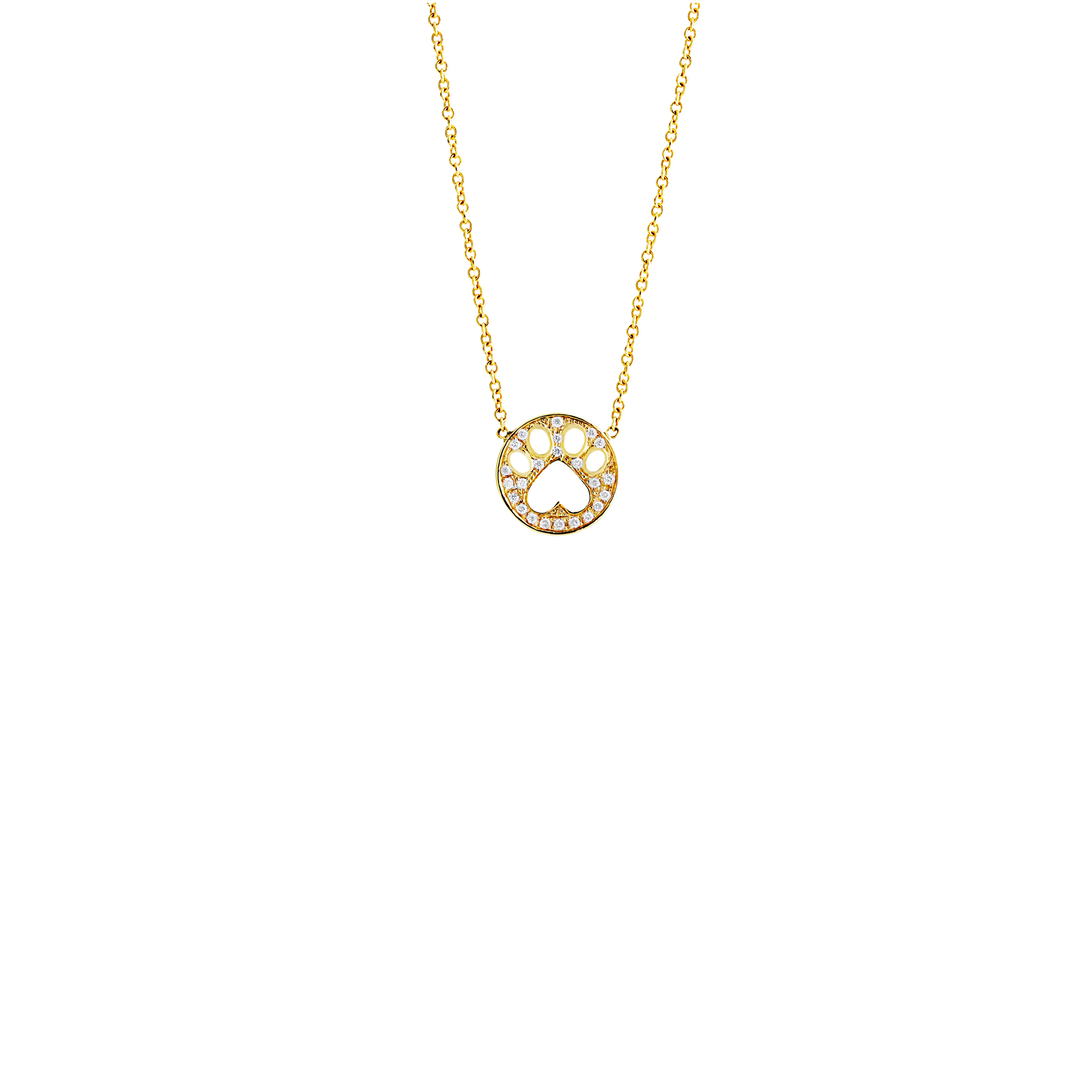 Our Cause for Paws Yellow Gold Diamond Mini Paw Pendant Necklace