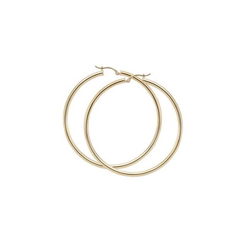 London Collection Yellow Gold Large Tube Hoop Earrings