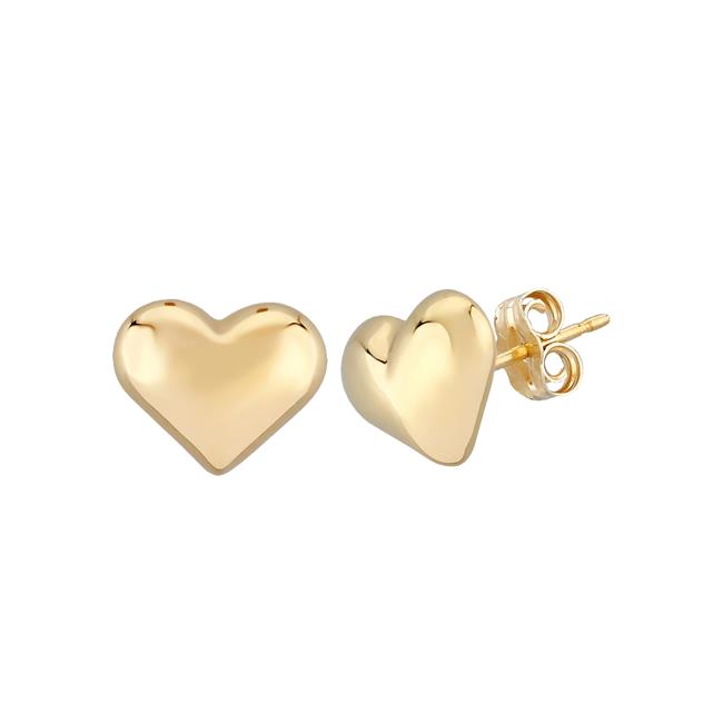 London Collection 14k Yellow Gold Puffy Heart Stud Earrings
