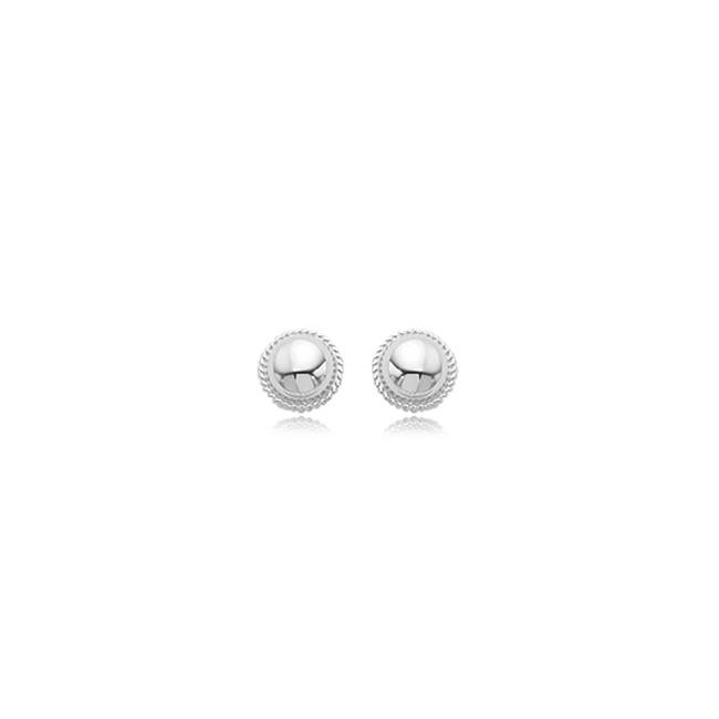 London Collection 14k White Gold Rimmed Dome Earrings