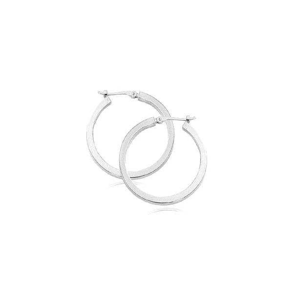 London Collection White Gold Large Tube Hoops