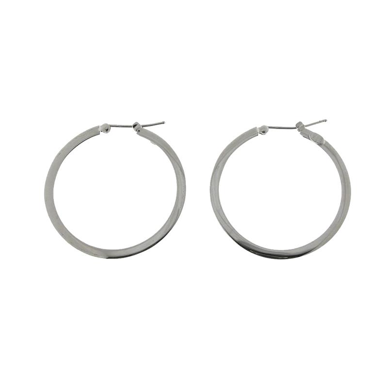 Roberto Coin 18k White Gold Medium Flat Hoop Earrings