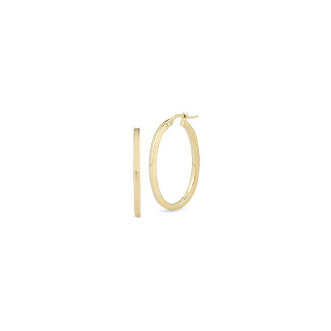 Roberto Coin Designer The Perfect Hoop 18k Yellow Gold Square Edged Oval Hoop Earrings