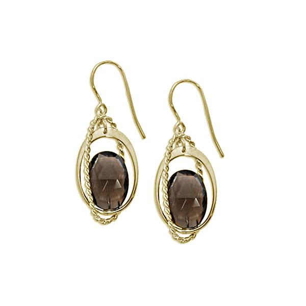 London Collection Yellow Gold Smoky Quartz Drop Earrings