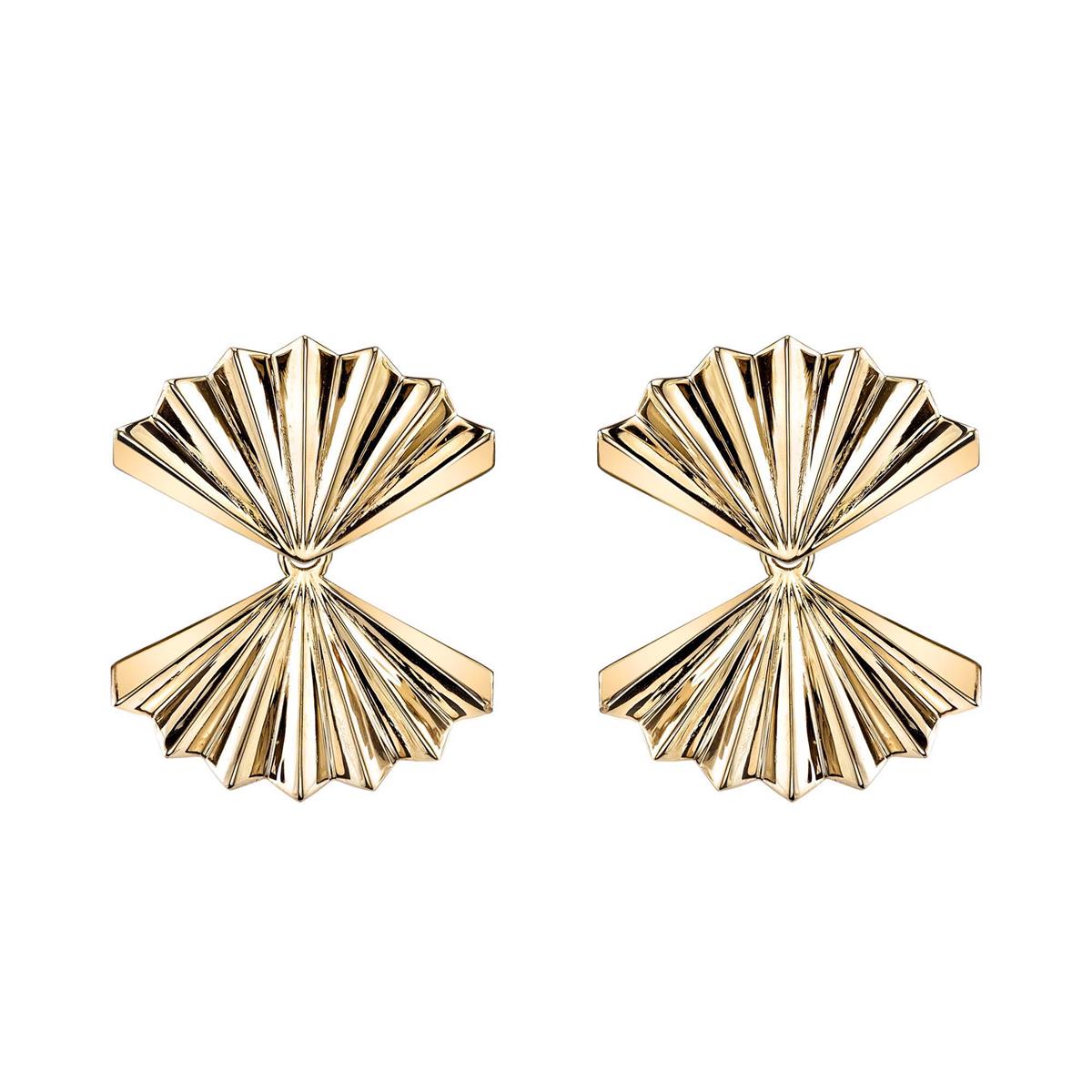Anita Ko 18k Yellow Gold Double Fan Earrings