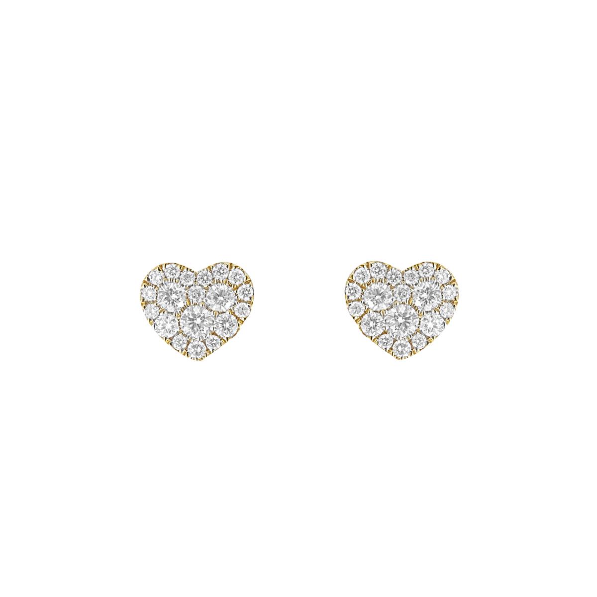 London Collection 18k Gold Diamond Cluster Heart Stud Earrings