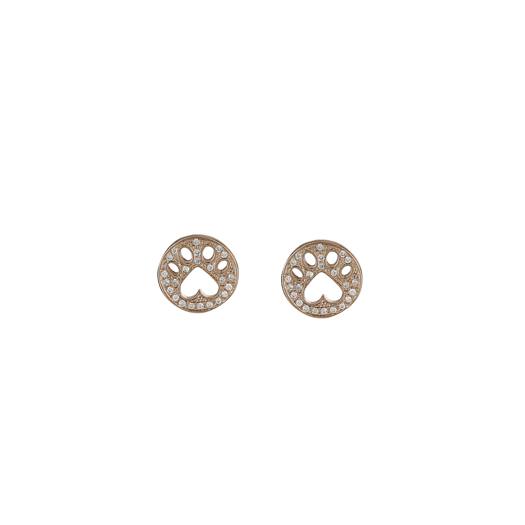 Our Cause for Paws Rose Gold Diamond Mini Paw Earrings