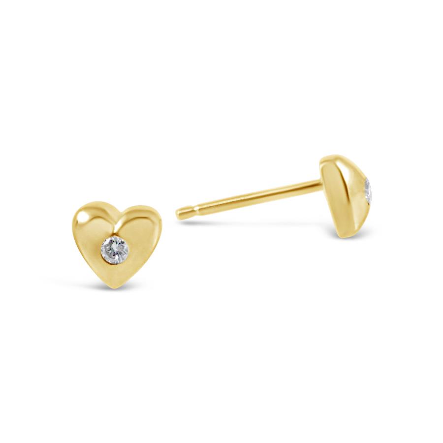 London Collection 14k Gold Heart Bezel Diamond Stud Earrings