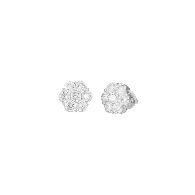 London Collection 18k White Gold Diamond Honeycomb Earrings