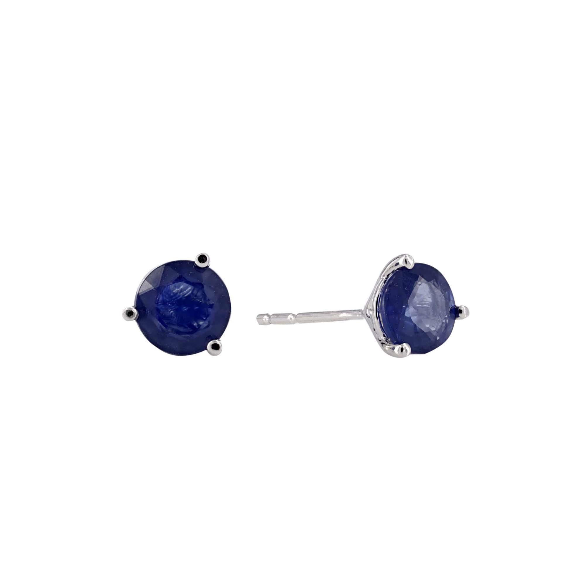 London Collection 14k White Gold Blue Sapphire Martini Stud Earrings