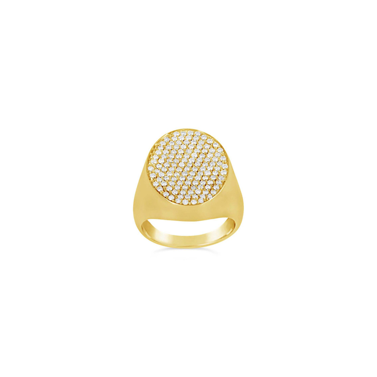 London Collection 18k Yellow Gold Pave Diamond Oval Signet Ring
