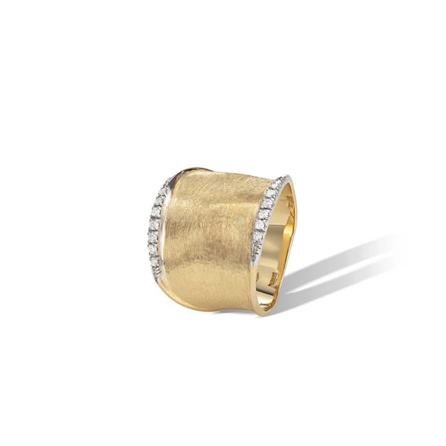 Marco Bicego Lunaria 18k Yellow Gold Diamond Satin Ring