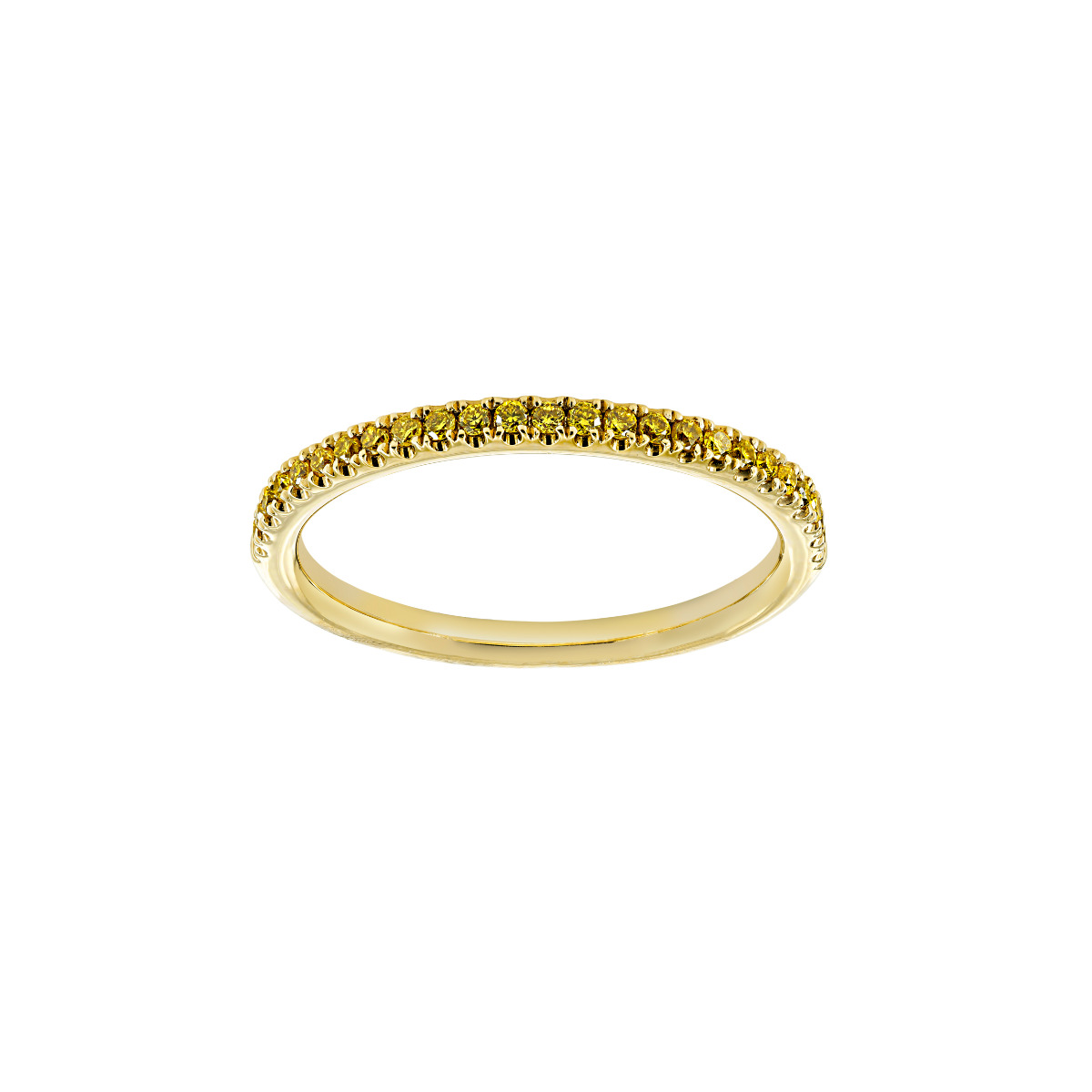 Henri Daussi Yellow Diamond Half Pave Band