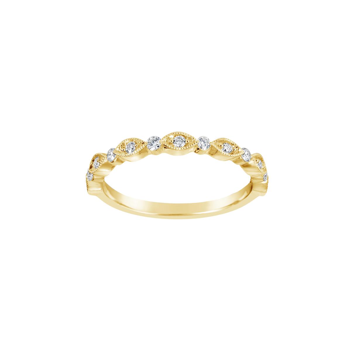 Henri Daussi Yellow Gold Round Diamond Half Band