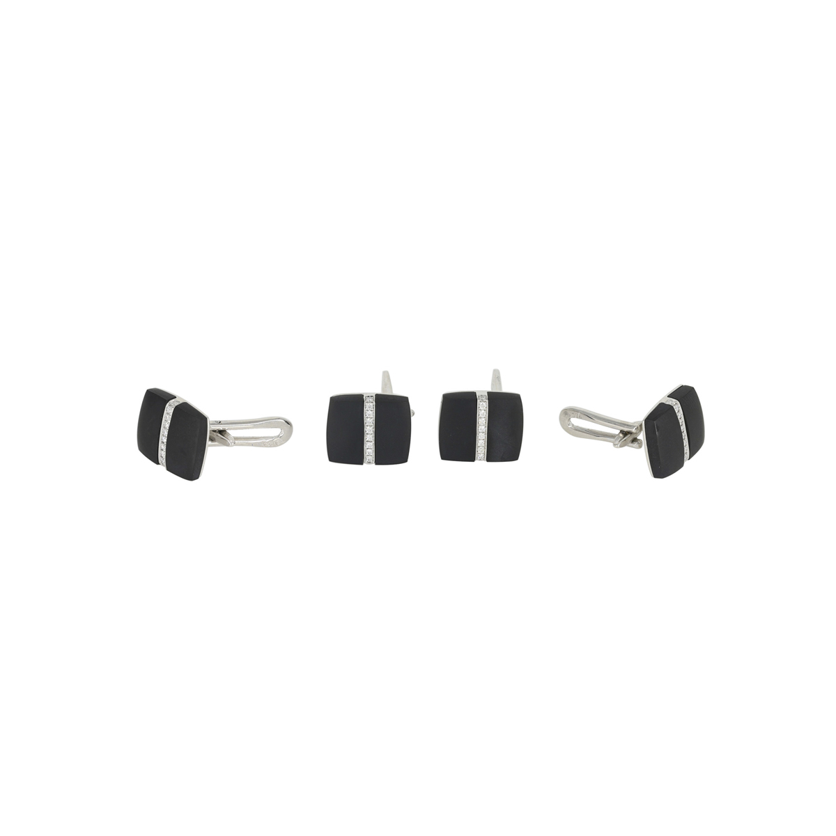 London Collection Black Onyx Diamond Shirt Studs Set