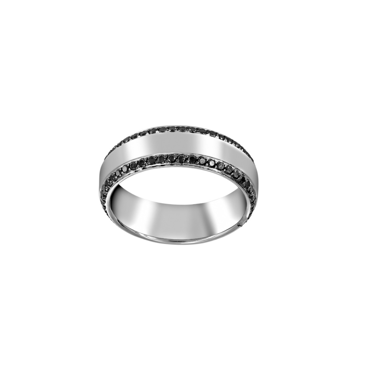 Henri Daussi Black Diamond Edge Matte Wedding Band