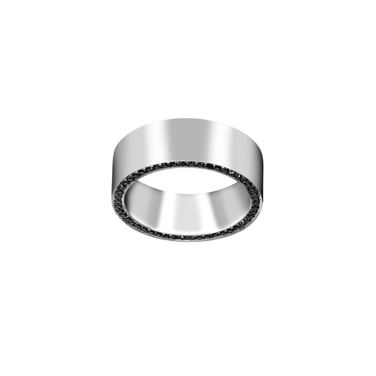 Henri Daussi Black Diamond Sided Matte Wedding Band