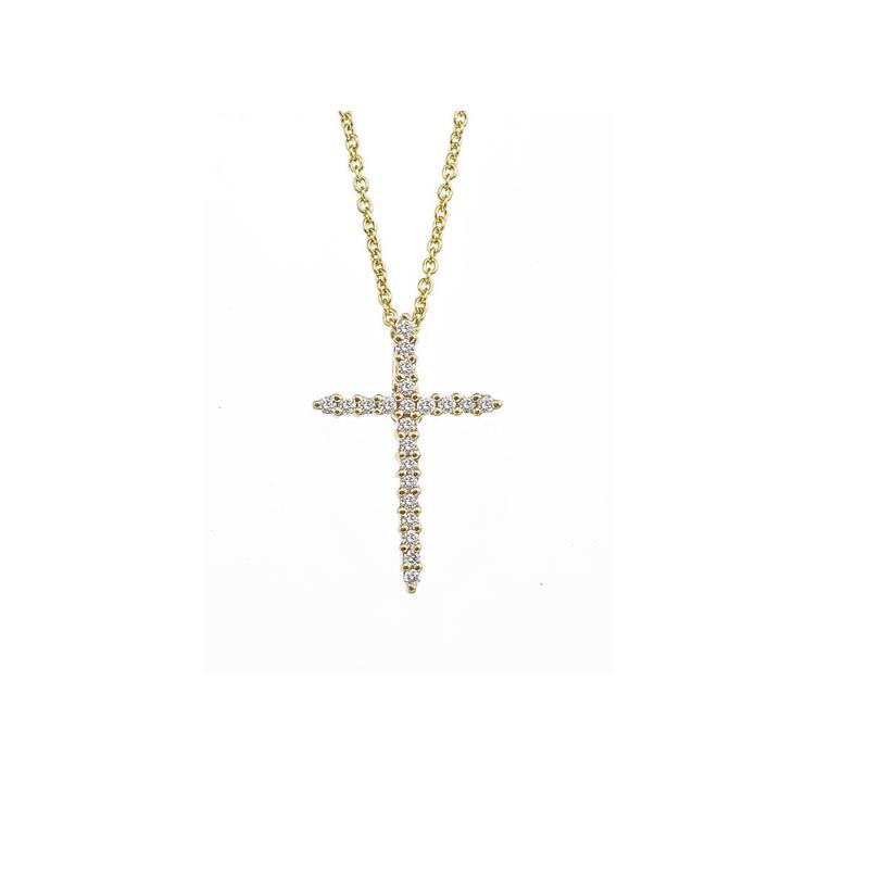 Roberto Coin 18k Yellow Gold Cross Pendant With Diamonds