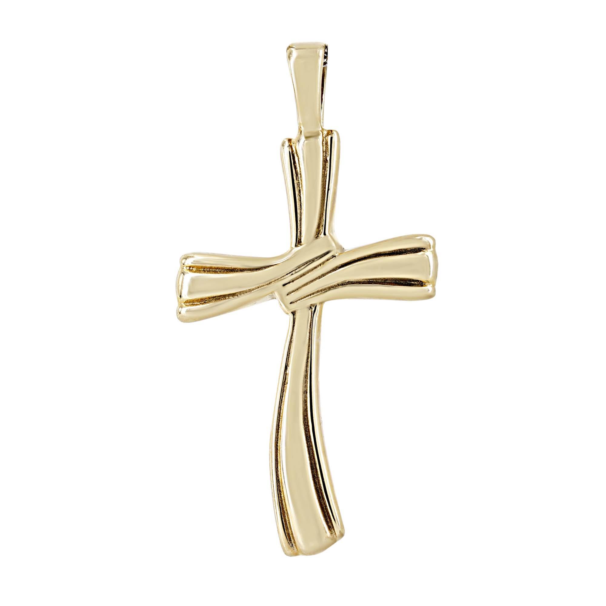 London Collection 14k Yellow Gold Ribbon Cross Pendant