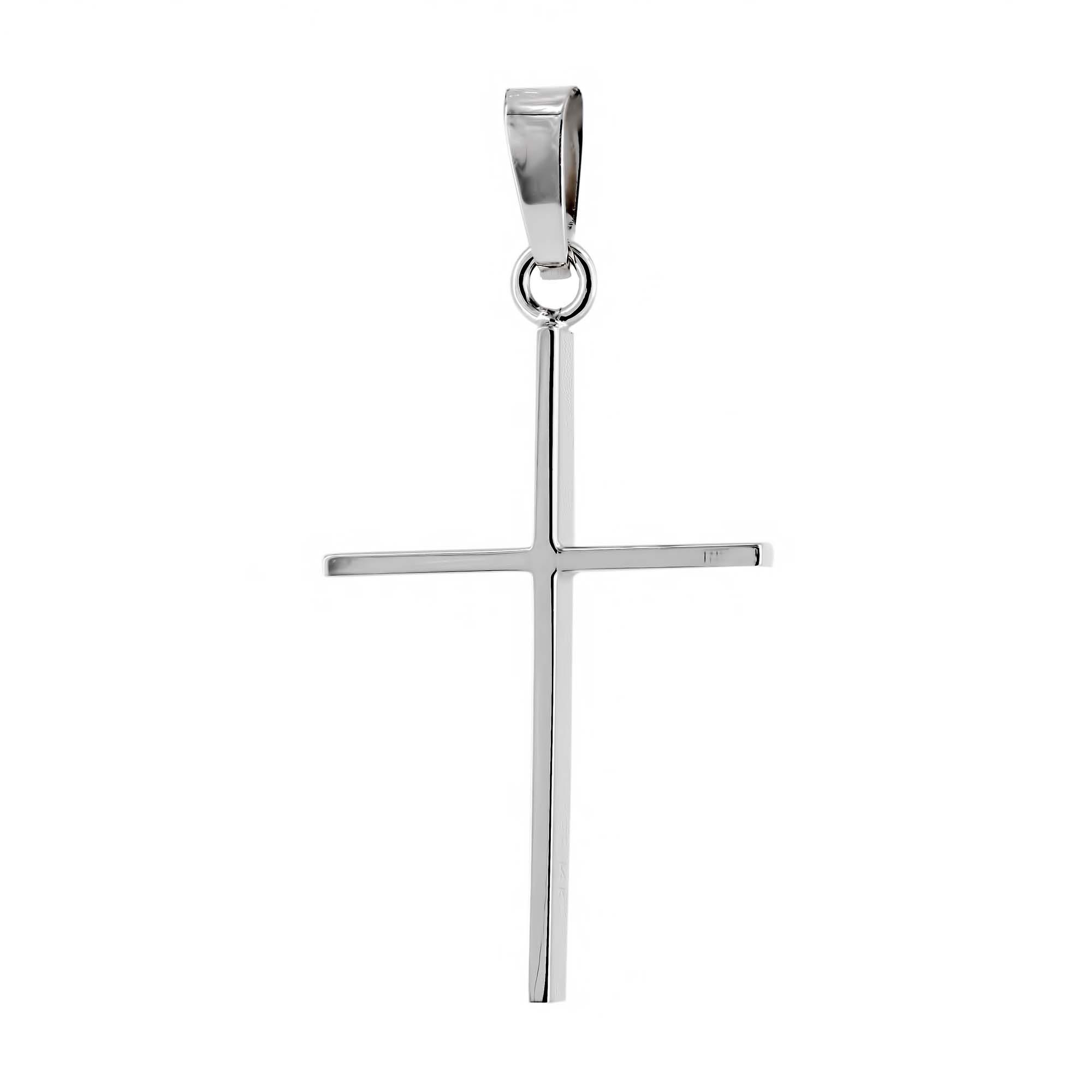 London Collection 14k White Gold Thin Medium Cross Pendant