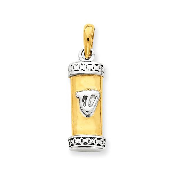 London Collection 14k Two Tone Mezuzah Scroll Charm with Shin Letter