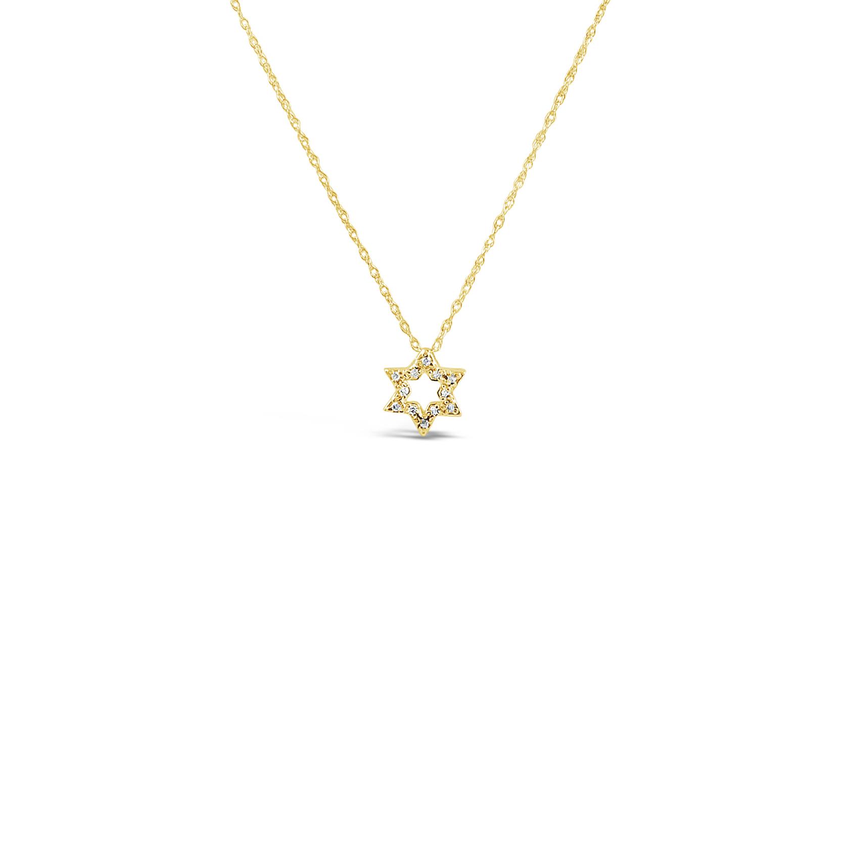 London Collection 14k Yellow Gold Diamond Star of David Pendant Necklace