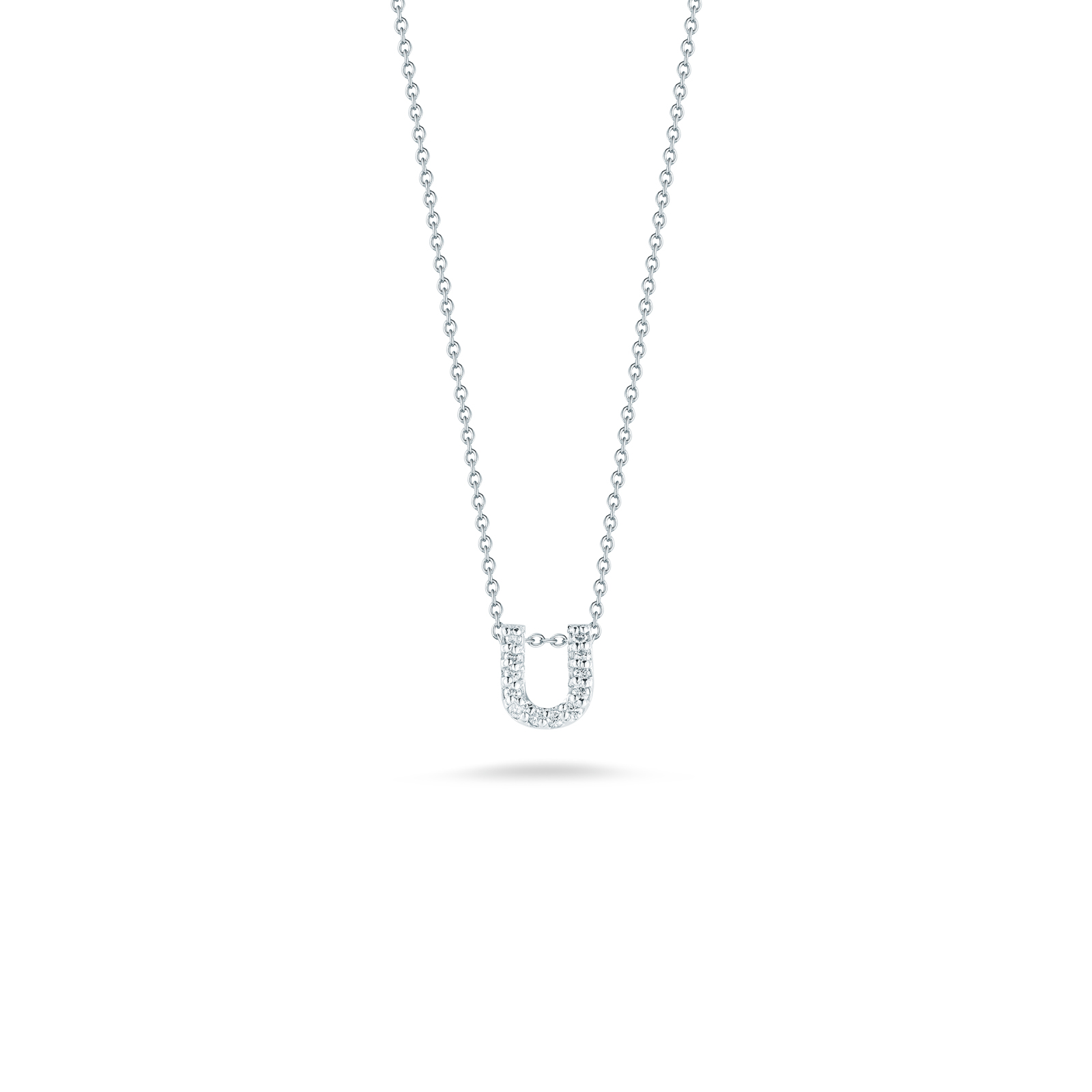 Roberto Coin Tiny Treasures 18K White Gold Love Letter U Pendant with Diamonds
