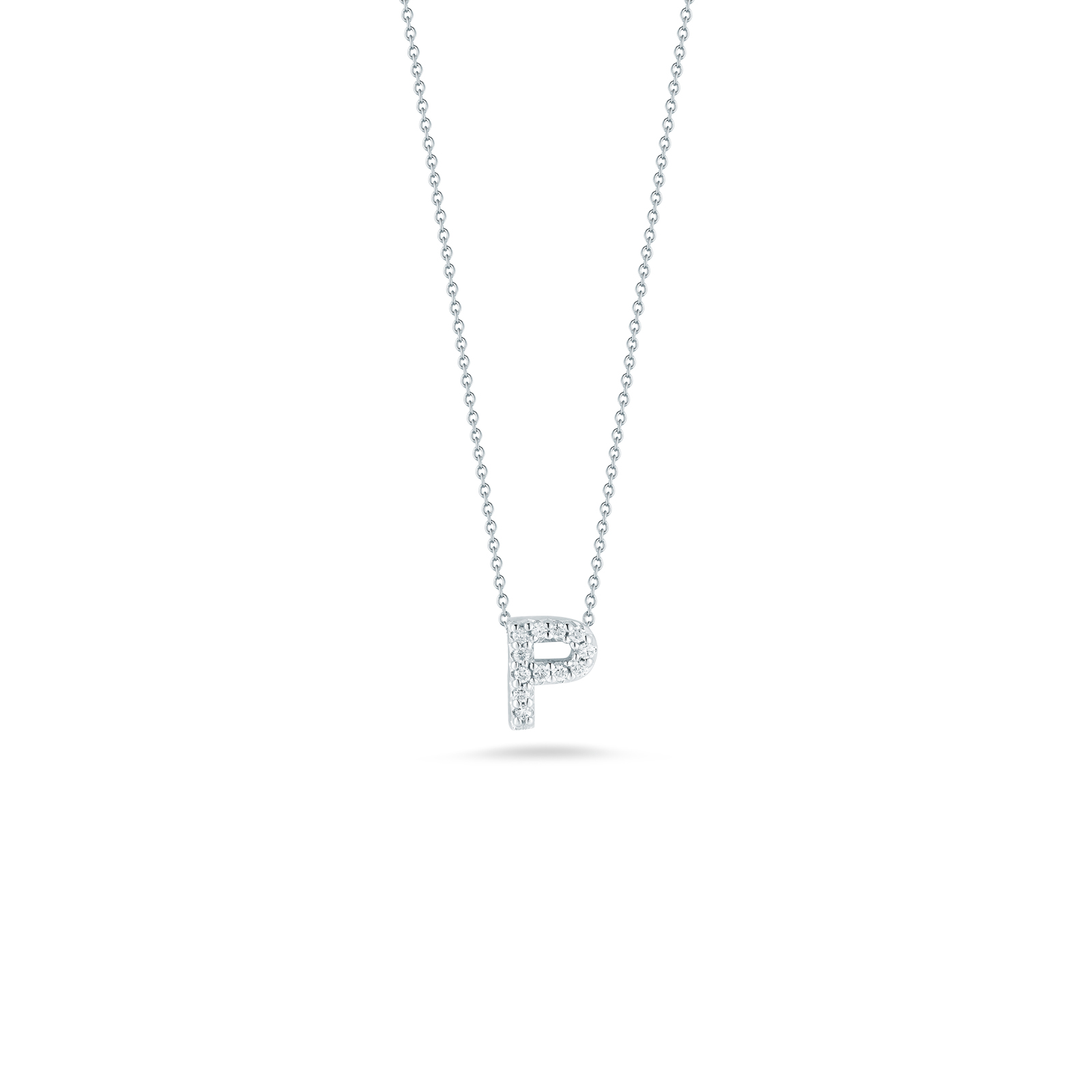 Roberto Coin Tiny Treasures 18K White Gold Love Letter P Pendant with Diamonds