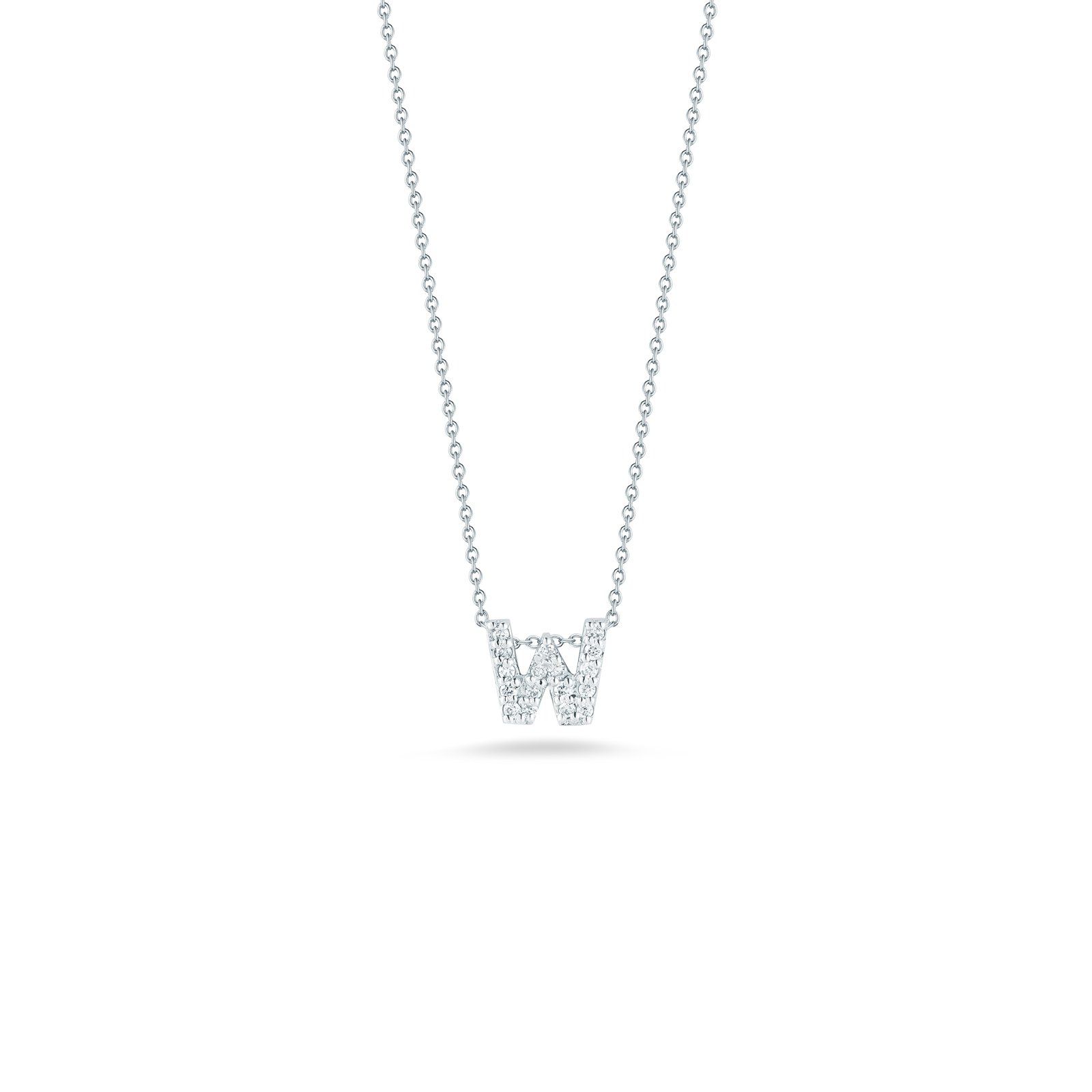 Roberto Coin Tiny Treasures 18K White Gold Love Letter W Pendant with Diamonds