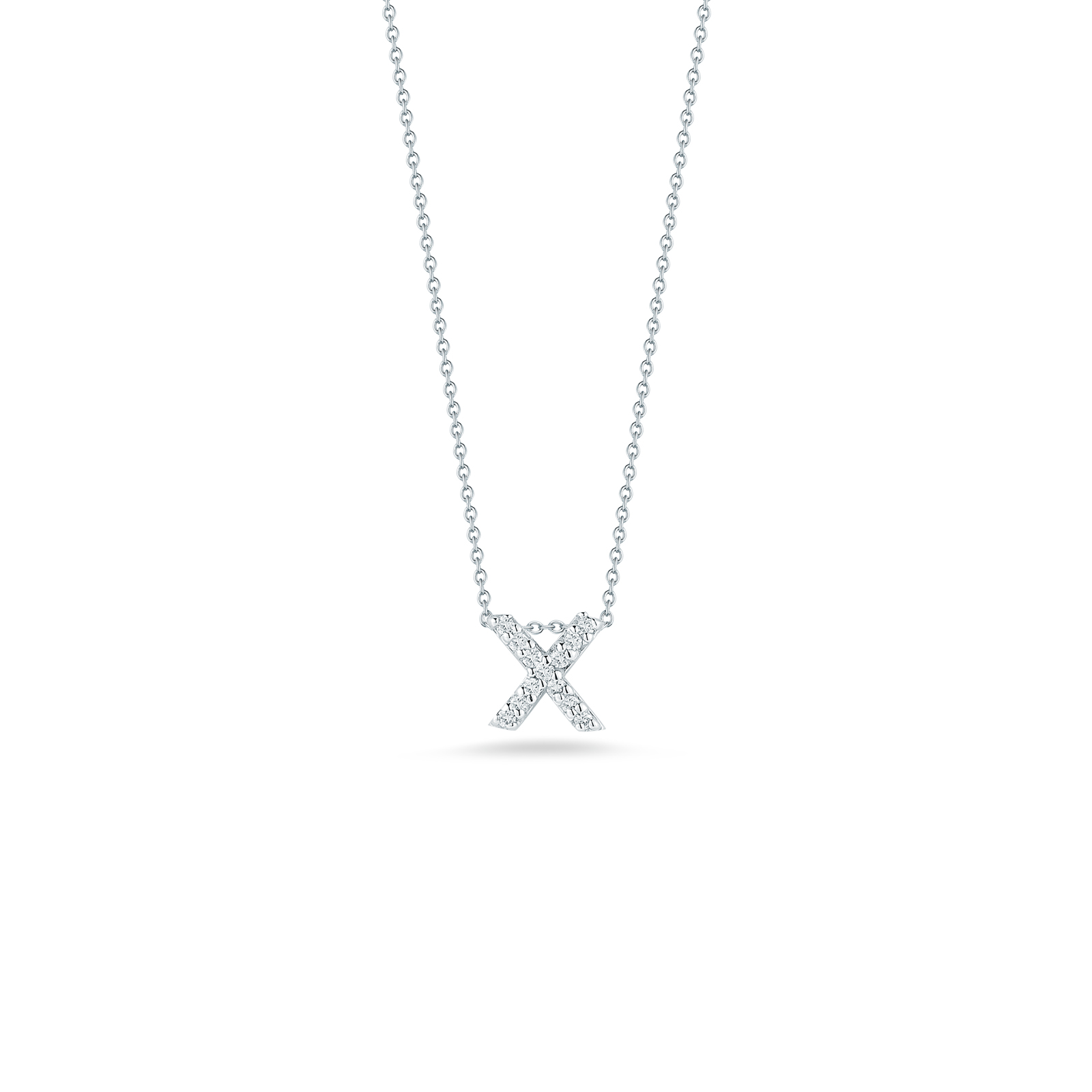 Roberto Coin Tiny Treasures 18K White Gold Love Letter X Pendant with Diamonds