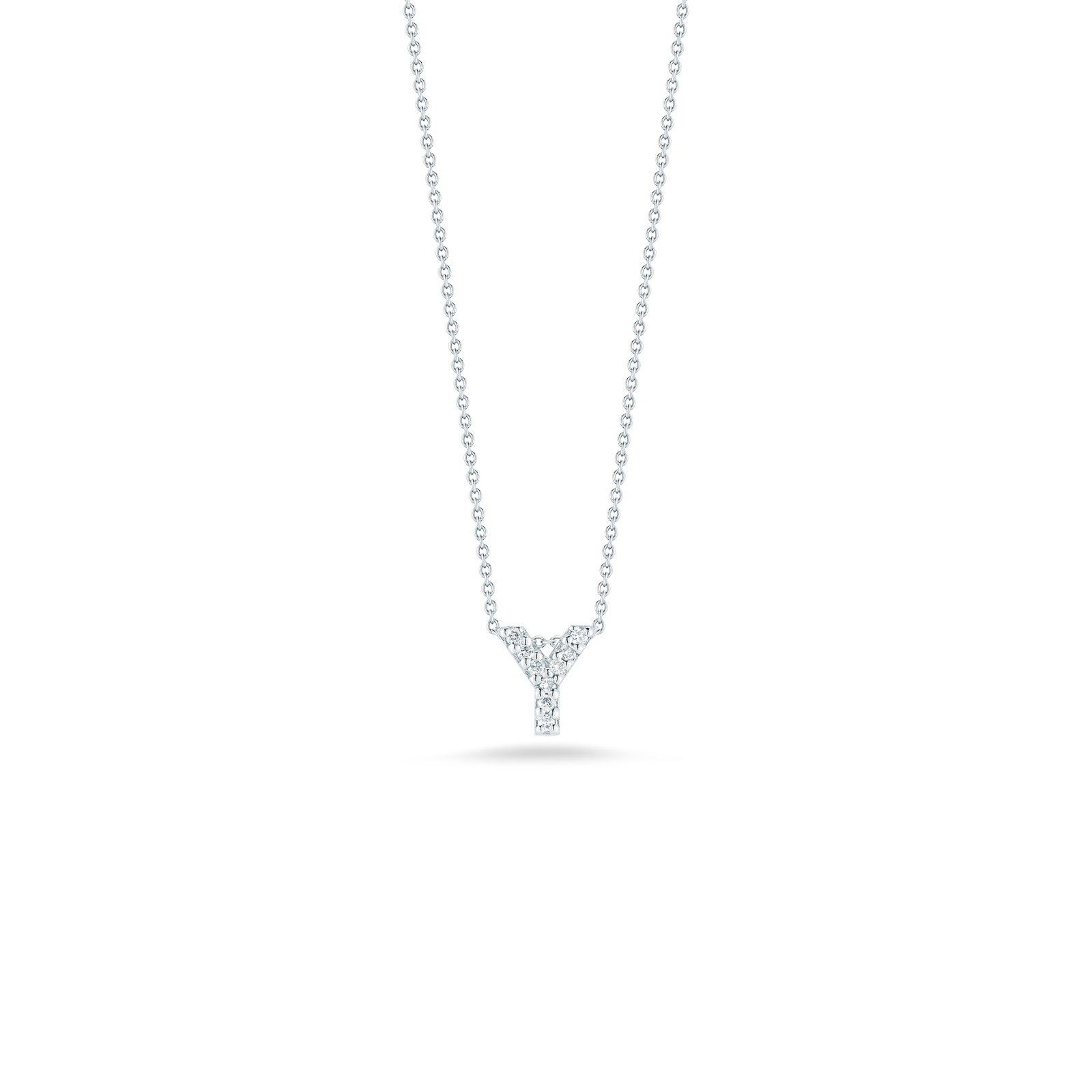 Roberto Coin Tiny Treasures 18K White Gold Love Letter Y Pendant with Diamonds