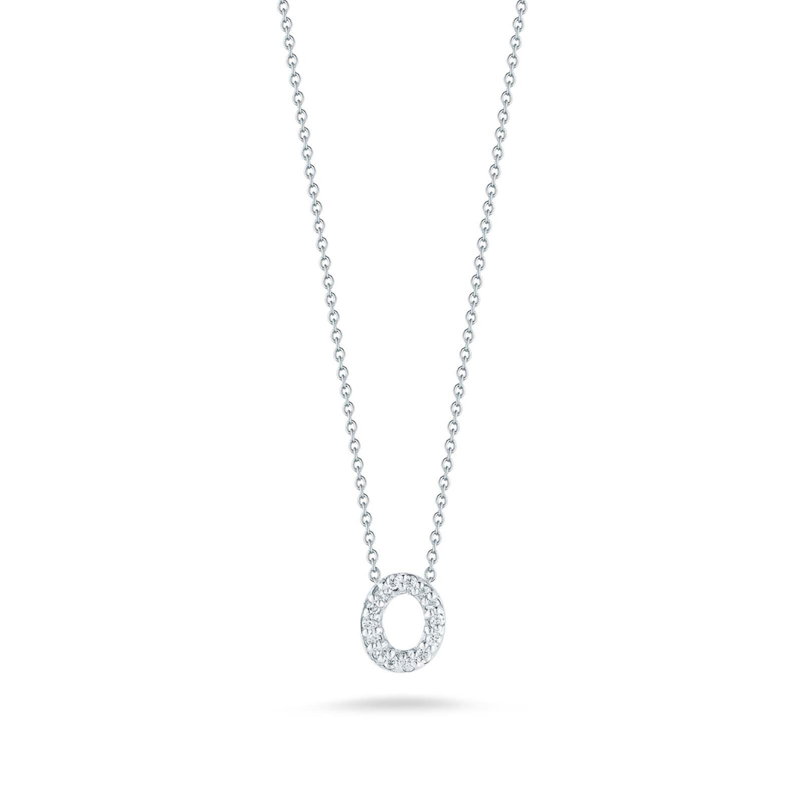 Roberto Coin 18k White Gold and Diamond Love Letter O Initial Pendant