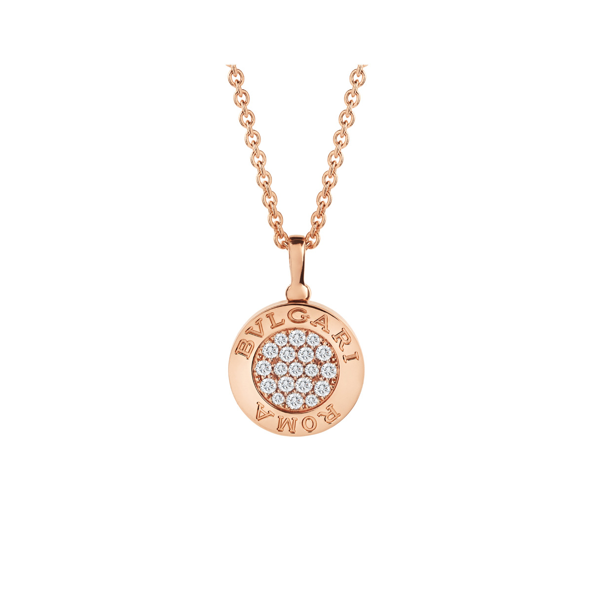 Bvlgari Bvlgari Roma 18k Rose Gold Reversible Onyx and Pave Diamond Pendant