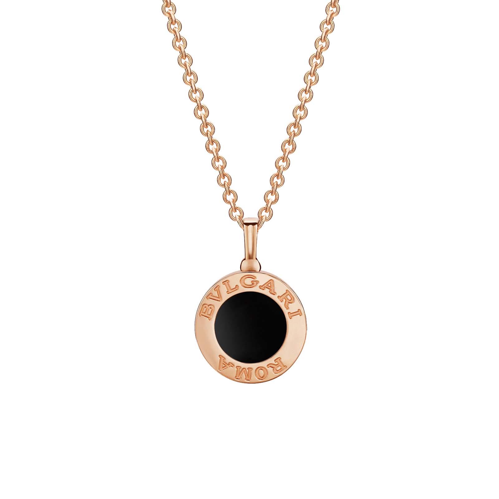 Bvlgari Bvlgari Roma 18k Rose Gold Reversible Onyx and Pave Diamond Pendant