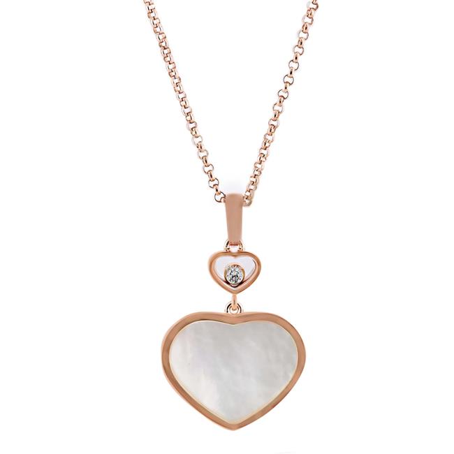 Chopard Happy Hearts 18k Rose Gold Mother of Pearl and Diamond Pendant