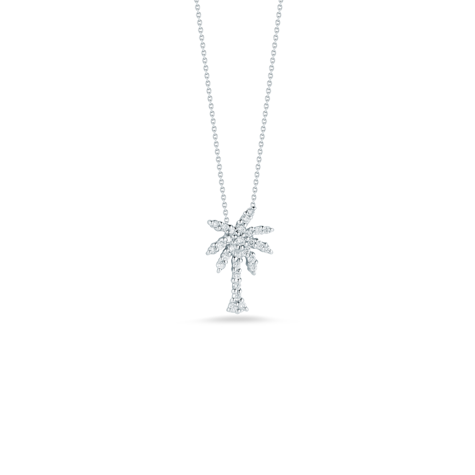 Roberto Coin Tiny Treasures 18K White Gold Small Palm Tree Pendant with Diamonds