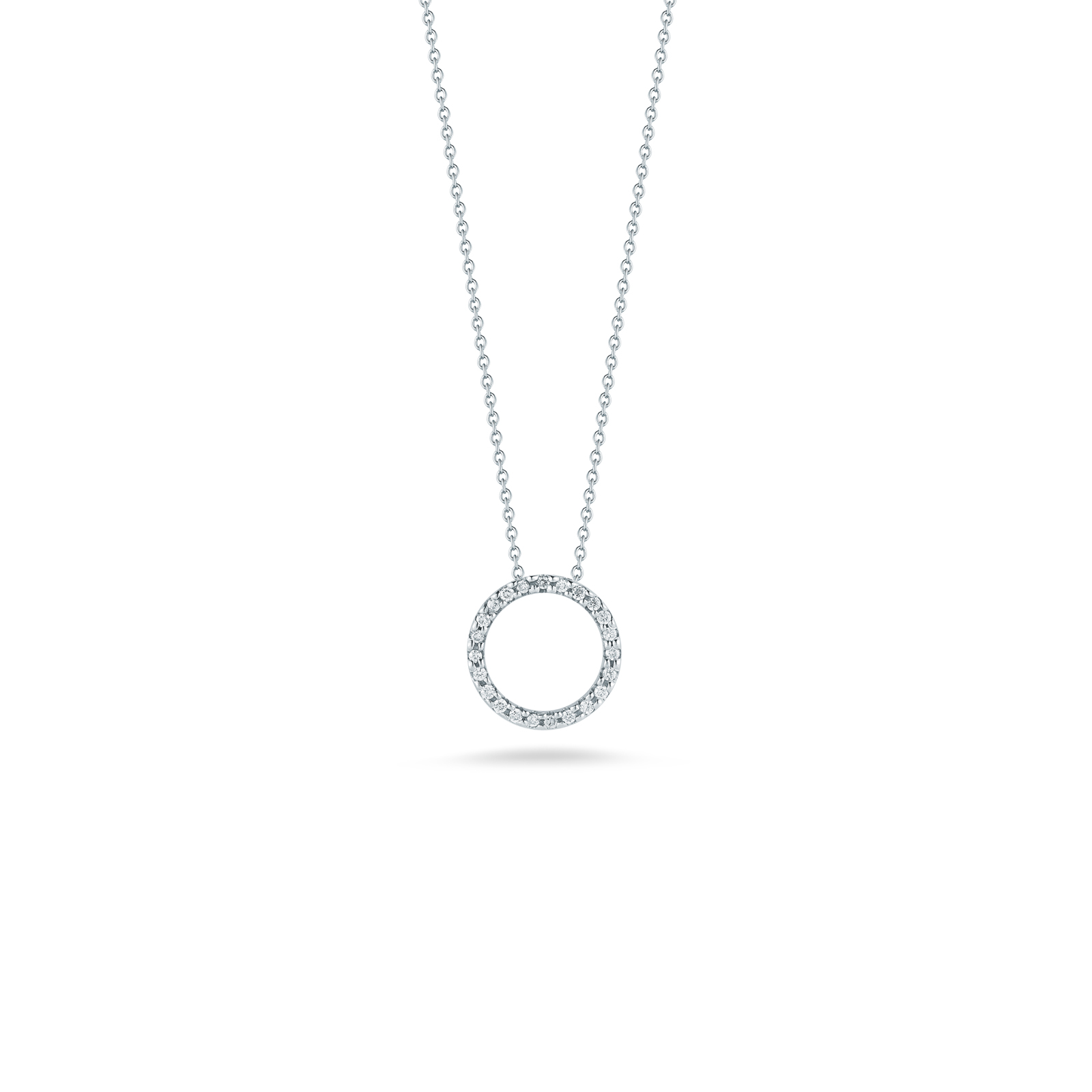 Roberto Coin Tiny Treasures 18K White Gold Circle Pendant with Diamonds