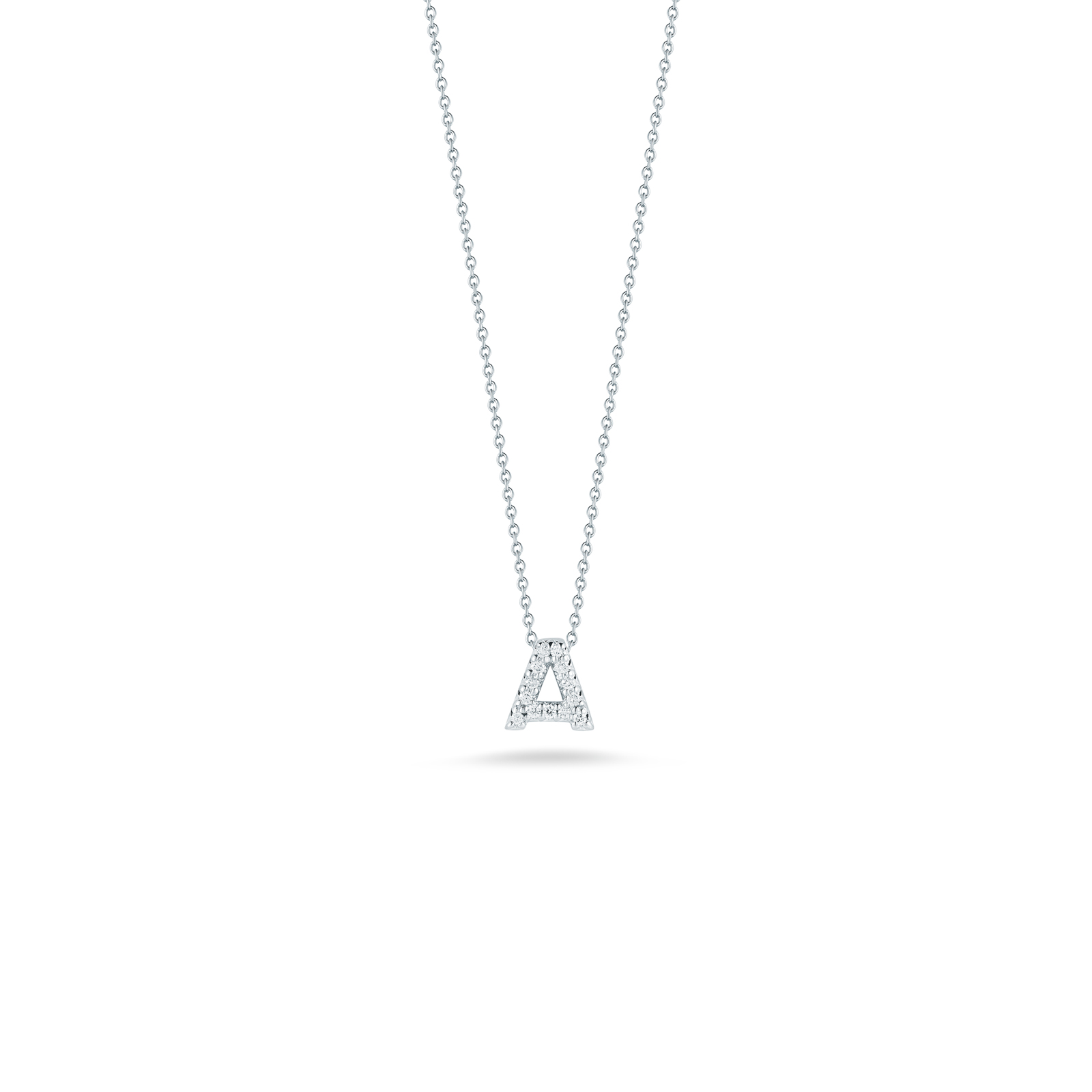 Roberto Coin Tiny Treasures 18K White Gold Love Letter A Pendant with Diamonds