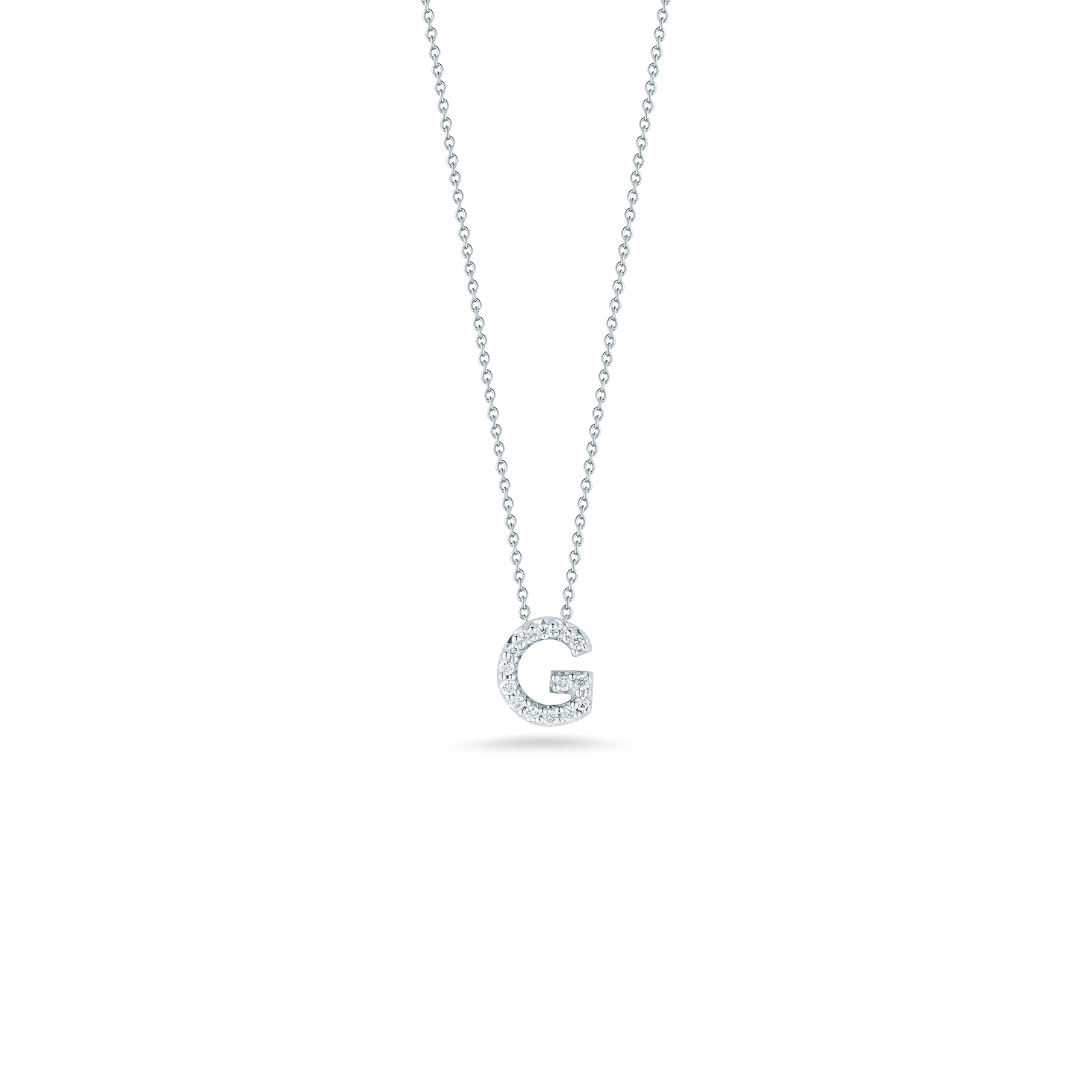 Roberto Coin Tiny Treasures 18K White Gold Love Letter G Pendant with Diamonds